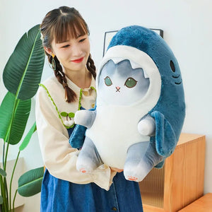 Planet Gates Colorful Gray / 55cm 1pc Anime Shark Cat Plush Toy Cute Stuffed Animals Soft Plushies Doll Toys Pillow Birthday Gift for Kids Adults Girls Home Decor
