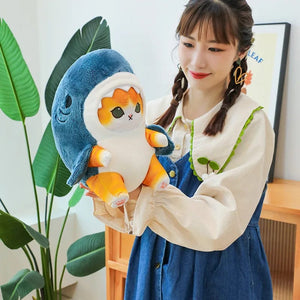 Planet Gates Colorful Gray / 55cm 1pc Anime Shark Cat Plush Toy Cute Stuffed Animals Soft Plushies Doll Toys Pillow Birthday Gift for Kids Adults Girls Home Decor