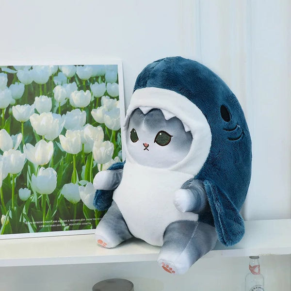 Planet Gates Colorful Gray / 55cm 1pc Anime Shark Cat Plush Toy Cute Stuffed Animals Soft Plushies Doll Toys Pillow Birthday Gift for Kids Adults Girls Home Decor