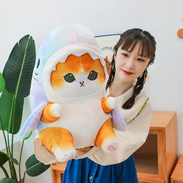 Planet Gates Colorful Gray / 55cm 1pc Anime Shark Cat Plush Toy Cute Stuffed Animals Soft Plushies Doll Toys Pillow Birthday Gift for Kids Adults Girls Home Decor