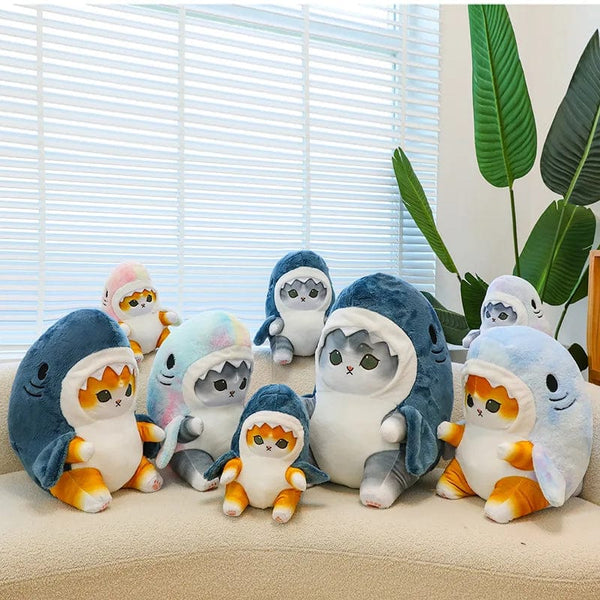 Planet Gates Colorful Gray / 55cm 1pc Anime Shark Cat Plush Toy Cute Stuffed Animals Soft Plushies Doll Toys Pillow Birthday Gift for Kids Adults Girls Home Decor
