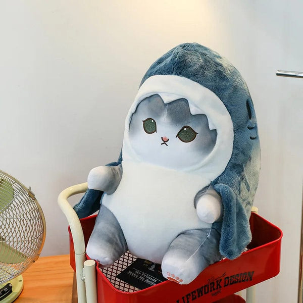 Planet Gates Colorful Gray / 55cm 1pc Anime Shark Cat Plush Toy Cute Stuffed Animals Soft Plushies Doll Toys Pillow Birthday Gift for Kids Adults Girls Home Decor