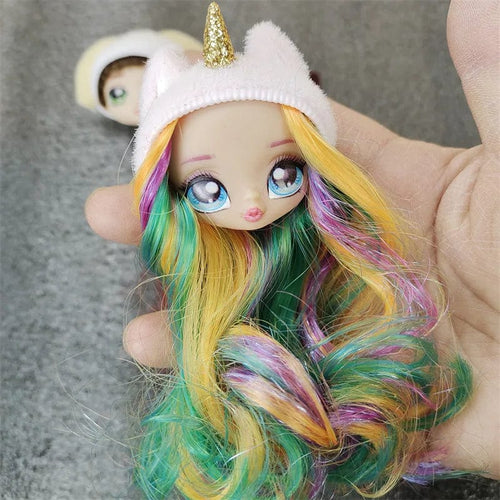 Planet Gates Colorful Hair / Only Head 1/12 Doll's Head Part with Cat Ear Hat Mini Lol Doll's Head Accessories Hat Can't Be Removed