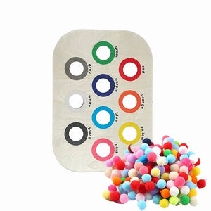 Planet Gates Colorful Hole Set Children's Sensory Tray Table Color Hairball Game Wooden Tile Montessori Early Education Toys Kids Toys Educational Accessories