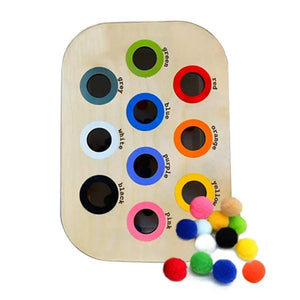 Planet Gates Colorful Hole Set Children's Sensory Tray Table Color Hairball Game Wooden Tile Montessori Early Education Toys Kids Toys Educational Accessories