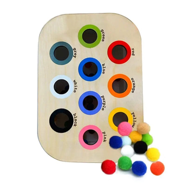 Planet Gates Colorful Hole Set Children's Sensory Tray Table Color Hairball Game Wooden Tile Montessori Early Education Toys Kids Toys Educational Accessories