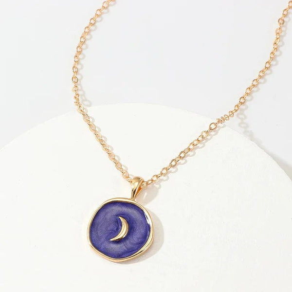 Planet Gates Colorful Moon Star Lightning Pendant Necklaces For Women Girls Enamel Fashion Party Daily Jewelry Trendy Clavicle Chain Necklace