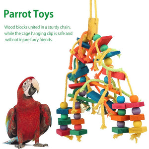 Planet Gates Colorful Wood Parrot Bird Toys Love Bird Cage Funny Training Bird Toys Cotton Rope Parrot Toy Bite Resistant Bird Tearing Toy Pet Product