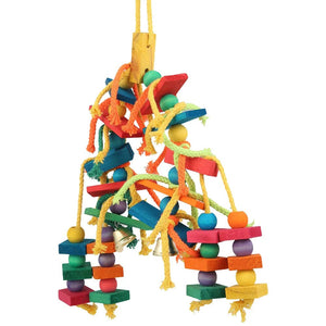 Planet Gates Colorful Wood Parrot Bird Toys Love Bird Cage Funny Training Bird Toys Cotton Rope Parrot Toy Bite Resistant Bird Tearing Toy Pet Product