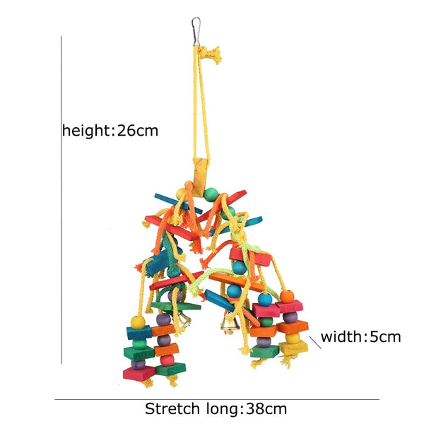 Planet Gates Colorful Wood Parrot Bird Toys Love Bird Cage Funny Training Bird Toys Cotton Rope Parrot Toy Bite Resistant Bird Tearing Toy Pet Product
