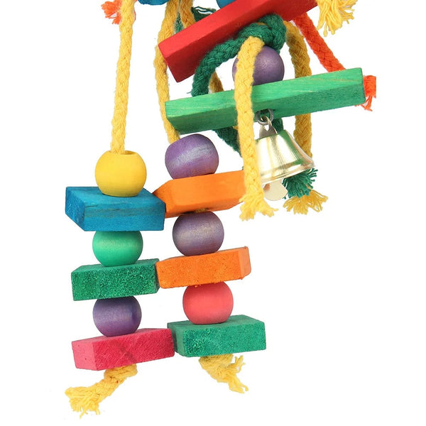 Planet Gates Colorful Wood Parrot Bird Toys Love Bird Cage Funny Training Bird Toys Cotton Rope Parrot Toy Bite Resistant Bird Tearing Toy Pet Product