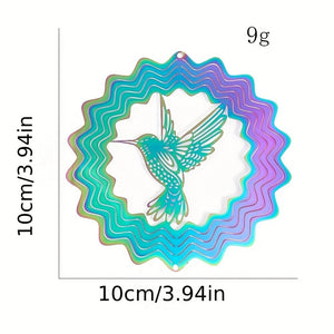 Planet Gates Colourful 1pc Colourful 3D Hummingbird Rotating Windchime Pendant Metal Wind Spinner Garden Ornament, Outdoor Decor Balcony Window Decoration