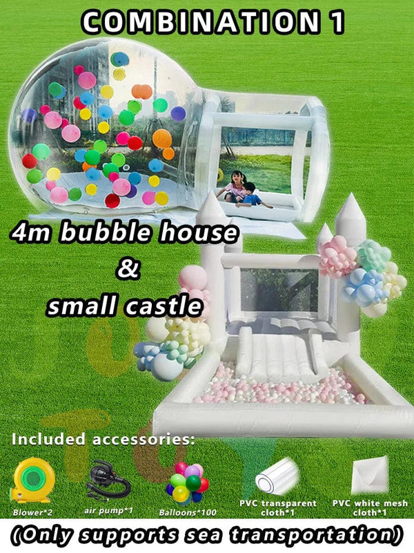 Planet Gates Combination 1 / CHINA JOLLY TOYS Balloon inflatable bubble house with trampoline and transparent dome PVC material free shipping with blower
