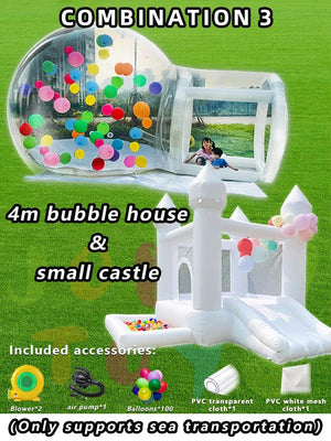 Planet Gates Combination 3 / CHINA JOLLY TOYS Balloon inflatable bubble house with trampoline and transparent dome PVC material free shipping with blower