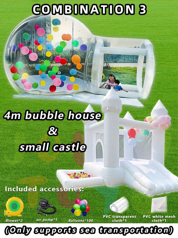 Planet Gates Combination 3 / CHINA JOLLY TOYS Balloon inflatable bubble house with trampoline and transparent dome PVC material free shipping with blower