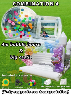 Planet Gates Combination 4 / CHINA JOLLY TOYS Balloon inflatable bubble house with trampoline and transparent dome PVC material free shipping with blower