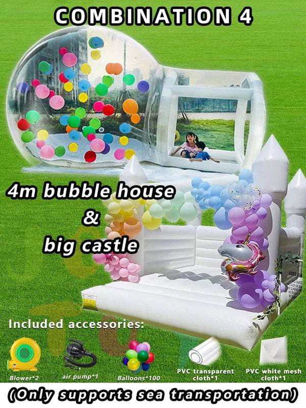 Planet Gates Combination 4 / CHINA JOLLY TOYS Balloon inflatable bubble house with trampoline and transparent dome PVC material free shipping with blower