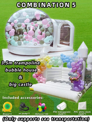 Planet Gates Combination 5 / CHINA JOLLY TOYS Balloon inflatable bubble house with trampoline and transparent dome PVC material free shipping with blower