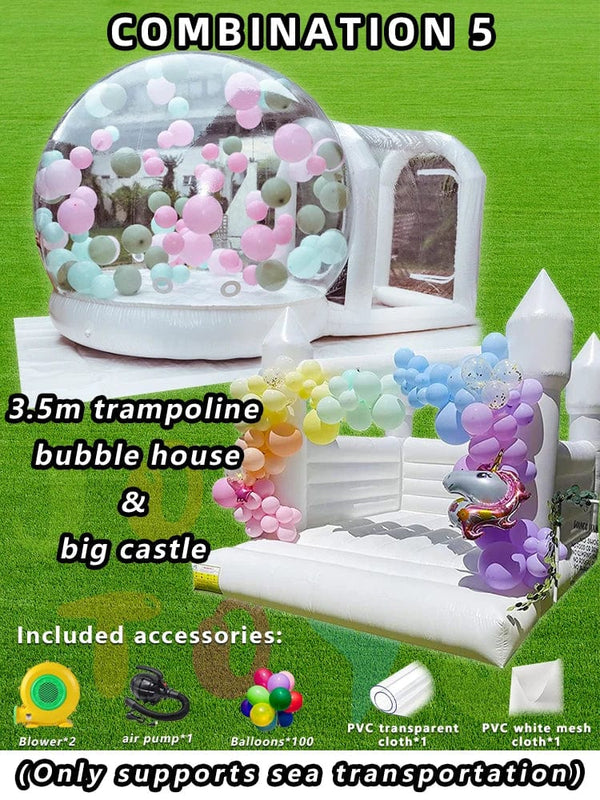 Planet Gates Combination 5 / CHINA JOLLY TOYS Balloon inflatable bubble house with trampoline and transparent dome PVC material free shipping with blower