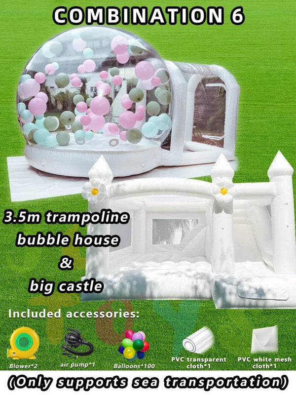 Planet Gates Combination 6 / CHINA JOLLY TOYS Balloon inflatable bubble house with trampoline and transparent dome PVC material free shipping with blower