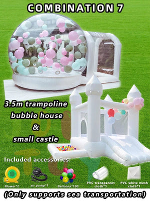 Planet Gates Combination 7 / CHINA JOLLY TOYS Balloon inflatable bubble house with trampoline and transparent dome PVC material free shipping with blower