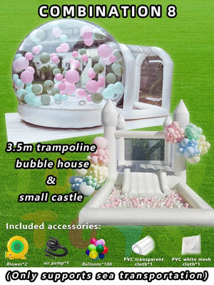 Planet Gates Combination 8 / CHINA JOLLY TOYS Balloon inflatable bubble house with trampoline and transparent dome PVC material free shipping with blower