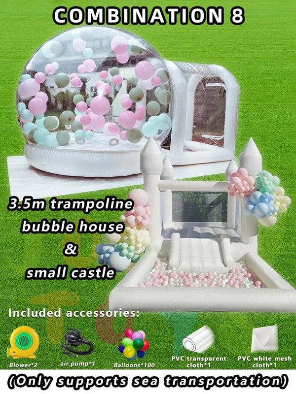 Planet Gates Combination 8 / CHINA JOLLY TOYS Balloon inflatable bubble house with trampoline and transparent dome PVC material free shipping with blower