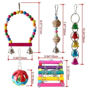 Planet Gates Combination Bird Toys Set Swing Chewing Training Toys Small Parrot Hanging Hammock Parrot Cage Bell Perch Toys with Ladder Toys