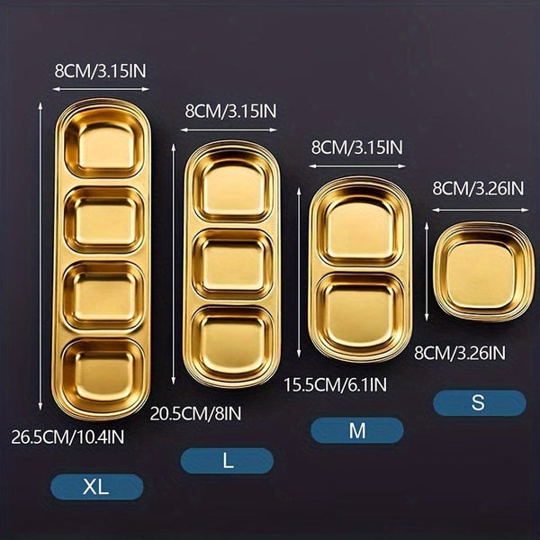 Planet Gates Combine 4pcs 1pc/4pcs Serving Plate, Snack Plate, Stainless Steel Sauce Dish, Salt Vinegar Sugar Condiment Dipping Bowl