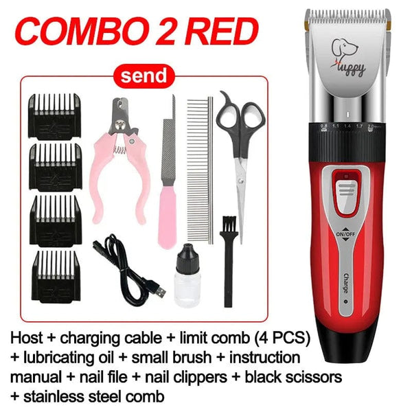Planet Gates Combo 2 Red Pet Shaving Machine Dog Clipper Sets Dog Hair Grooming Barber Trimmer Set Cordless Rechargeable Pet Shaving Machine Pet Supplies
