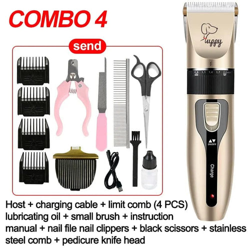Planet Gates Combo 4 Pet Shaving Machine Dog Clipper Sets Dog Hair Grooming Barber Trimmer Set Cordless Rechargeable Pet Shaving Machine Pet Supplies