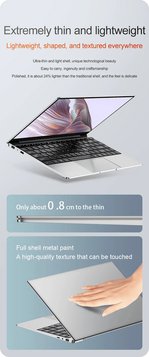 Planet Gates Computer 14.1" Ultra Slim Laptop 16GB RAM 2TB SSD Intel N3700 Notebook Gamer  1920*1080  Display Office Study Computer PC Windows 11 Pro