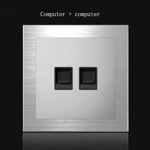 Planet Gates Computer X2 86 type 1 2 3 4 gang 1 2 way Silver aluminum alloy panel Switch socket LED use round box Industry German EU French light socket
