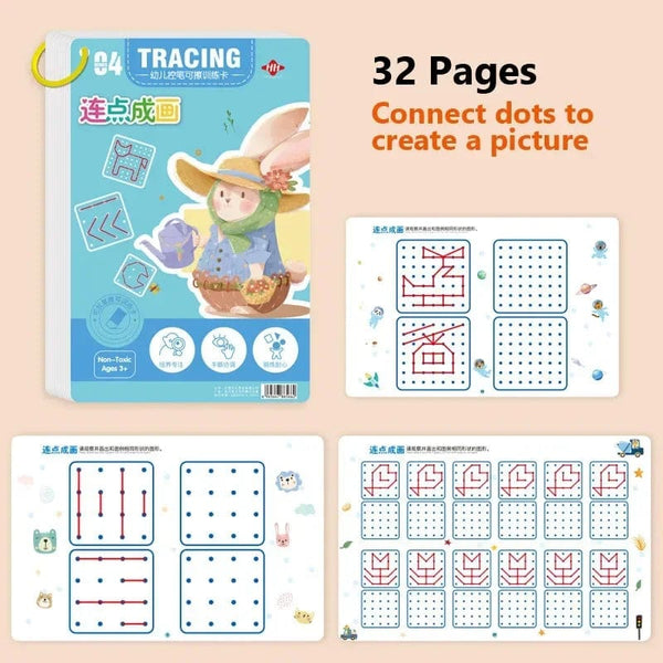 Planet Gates Connect dots Magical Tracing Workbook Montessori Books for Children Pen Control Training Reusable Calligraphy Copybook for Kids Educational