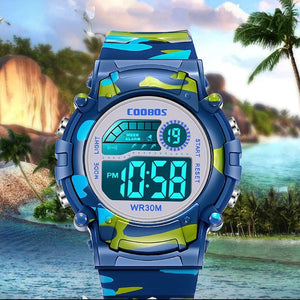Planet Gates COOBOS Kids Watch Camouflage Sports Electronic Digital Watch Waterproof Multi-function LED Watch For Boys Girls Children Watch