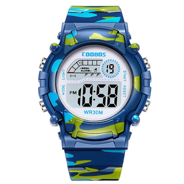 Planet Gates COOBOS Kids Watch Camouflage Sports Electronic Digital Watch Waterproof Multi-function LED Watch For Boys Girls Children Watch