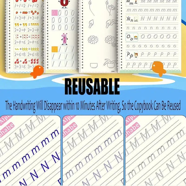 Planet Gates Copy Book Magic Practice Children's Book Reusable Free Wipe Children's Toys Writing Stickers English Copy Book Practice Parent