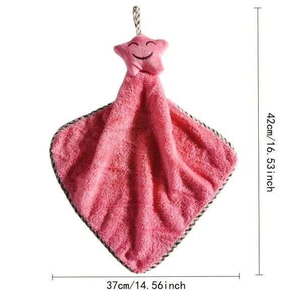 Planet Gates Coral Fleece Creative Star Style/Random Color-1 Pack 1pc Soft and Absorbent Coral Fleece Hand Towel with Lanyard - Perfect for Bathroom and Kitchen Use