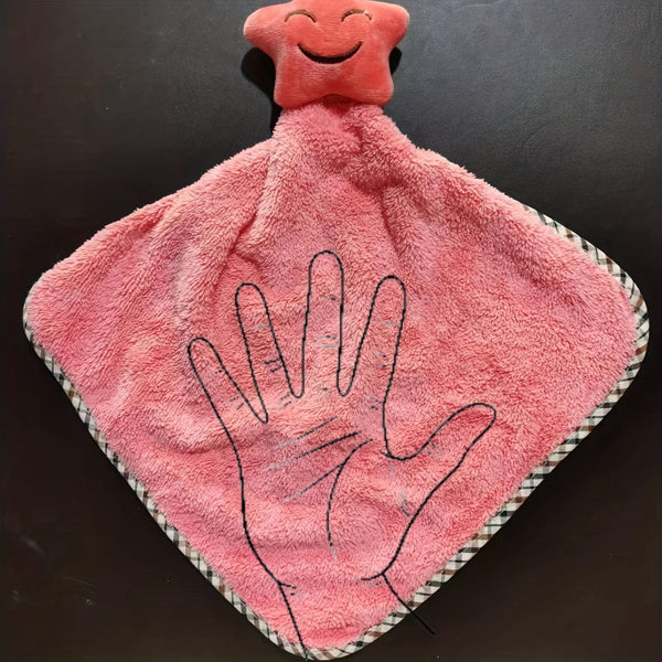 Planet Gates Coral Fleece Creative Star Style/Random Color-1 Pack 1pc Soft and Absorbent Coral Fleece Hand Towel with Lanyard - Perfect for Bathroom and Kitchen Use