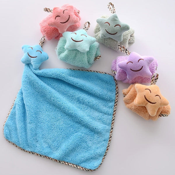 Planet Gates Coral Fleece Creative Star Style/Random Color-1 Pack 1pc Soft and Absorbent Coral Fleece Hand Towel with Lanyard - Perfect for Bathroom and Kitchen Use