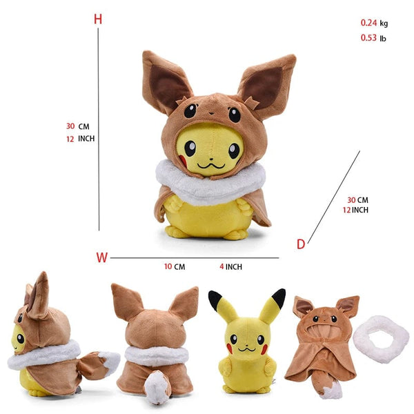 Planet Gates Cos Eevee Pikachu Cosplay Plush Toys Charizard Peluche Lucario Stuffed Animal Doll Collectible Gift,Cartoon 20-30CM
