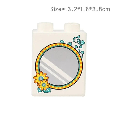 Planet Gates Cosmetic Mirror Big Building Blocks Play House Furniture Accessories Indoor Utensil Bed Compatible Large Bricks Assemble Toys Children Kids Gift