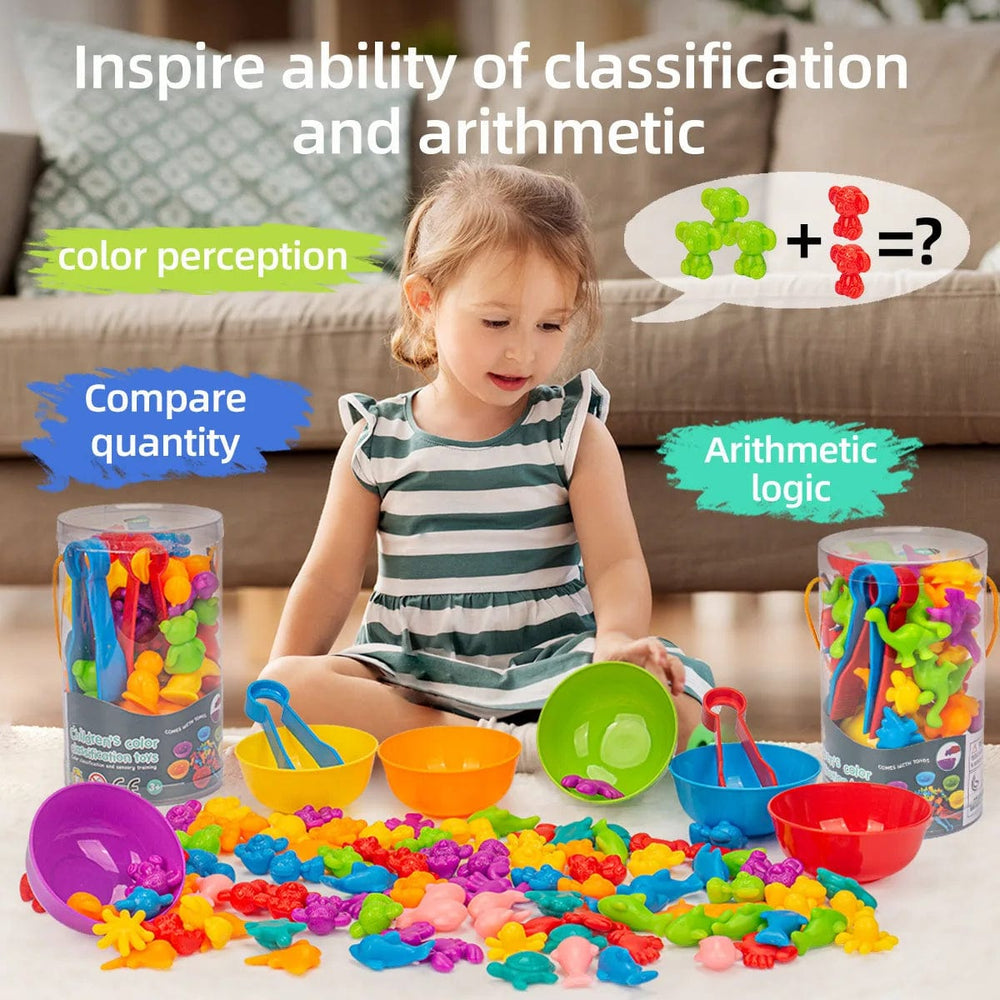 Planet Gates Counting Animal Sorting Toys for Toddlers Preschool Learning Activities for Math Color Cognition Montessori Baby STEM Gift