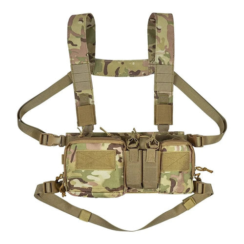 Planet Gates CP Camo Tactical Chest Vest Rig Bag Field Training Vest Multifunctional Camouflage Strap with Multi-Pocket Outdoor Camping CS Match Pack