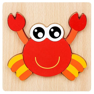 Planet Gates crab Wooden 3D Toys Puzzle Cartoon Animals Early Learning Cognition Intelligence Puzzle Game Colorful Montessori Baby Toddler Gifts