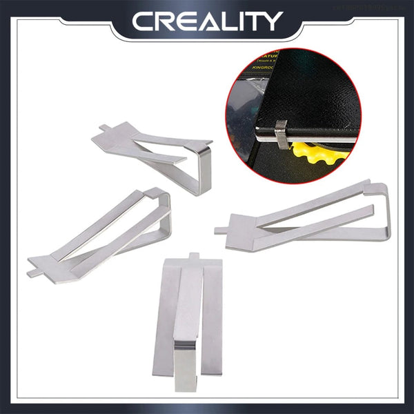 Planet Gates Creality 4PCS 3D Printer Parts Stainless Steel Glass Heated Bed Clips Clamp Holder Heatbed Clip For Ender 3 V2 Ender3 Pro CR-10S