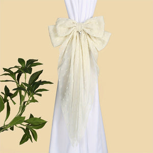 Planet Gates Cream Color 1pc Fabric Bow Decor Curtain Tieback, Metal Curtain Clip, Curtain Buckle For Home Decoration, Curtain Accessories