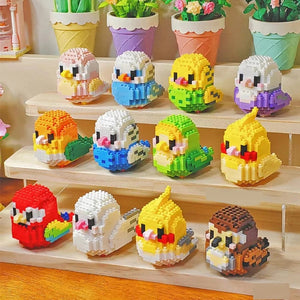Planet Gates Creative DIY Cartoon Cute Birds, Parrots, Sparrows, Animal Building Blocks, Bird Assembly Model Toys, Home Decoration Gifts