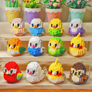 Planet Gates Creative DIY Cartoon Cute Birds, Parrots, Sparrows, Animal Building Blocks, Bird Assembly Model Toys, Home Decoration Gifts