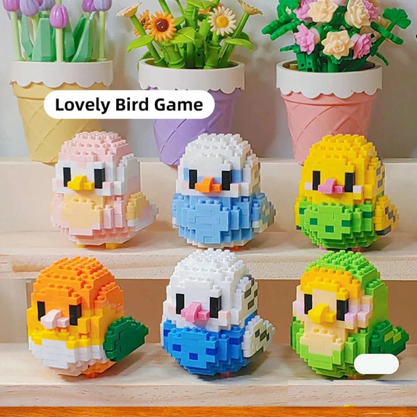 Planet Gates Creative DIY Cartoon Cute Birds, Parrots, Sparrows, Animal Building Blocks, Bird Assembly Model Toys, Home Decoration Gifts